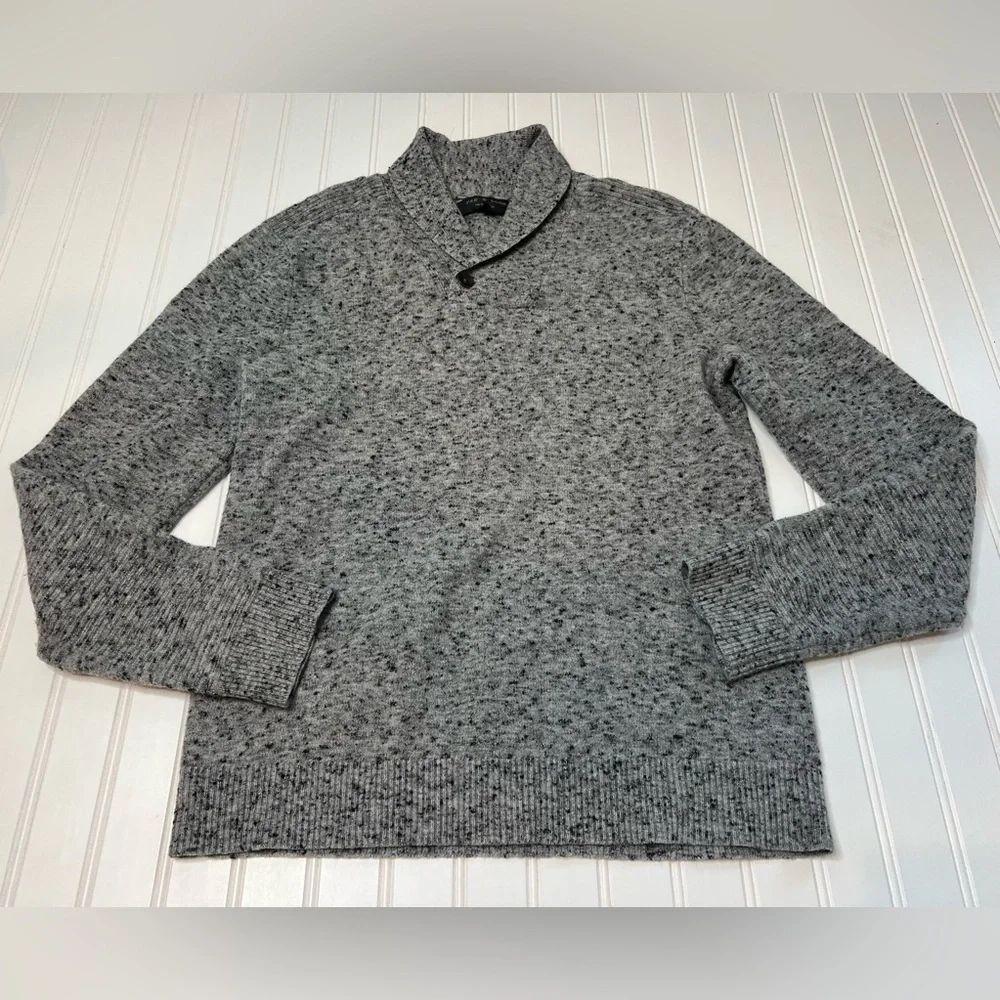 Rag & Bone Shawl Collar Sweater Men Small Wool Blend Button Gray. 823